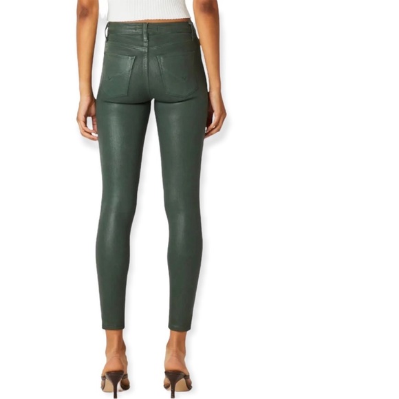 Hudson Jeans Barbara High Waisted Super Skinny Coated Green Size 24 NWT - Picture 2 of 7